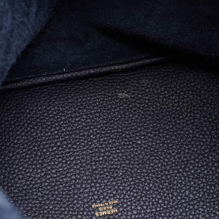 Pre Owned Hermes Bleu Ocean Taurillon Clemence Leather Picotin Lock 22 Bag