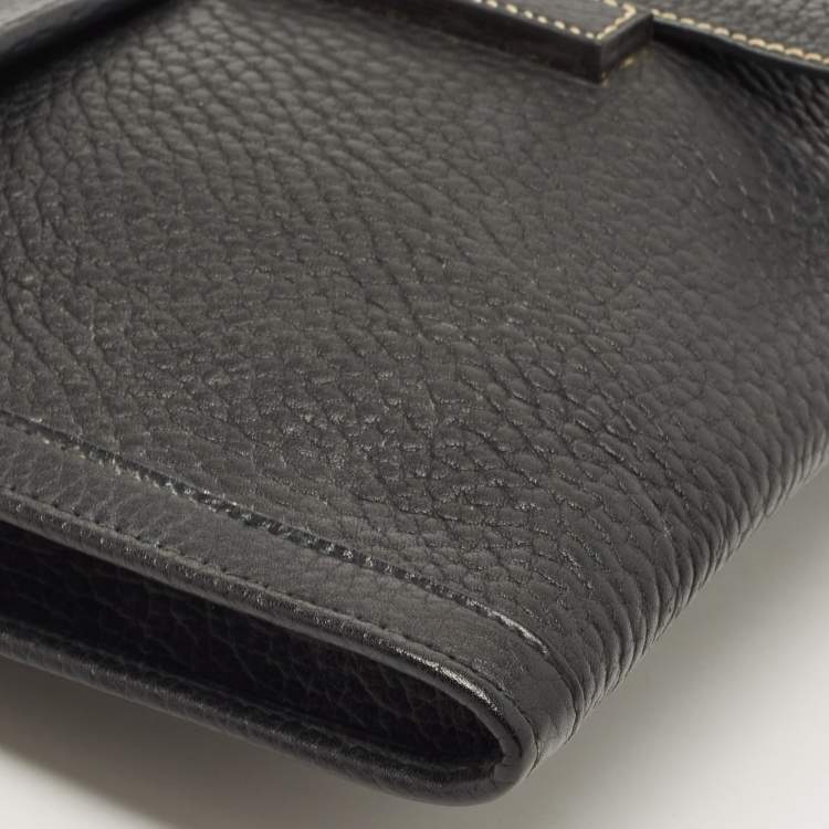 Pre Owned Hermes Black Fjord Leather Elan Jige 29 Clutch