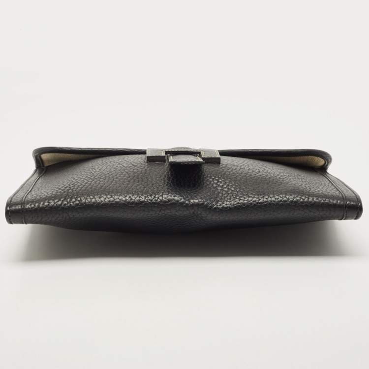 Pre Owned Hermes Black Fjord Leather Elan Jige 29 Clutch