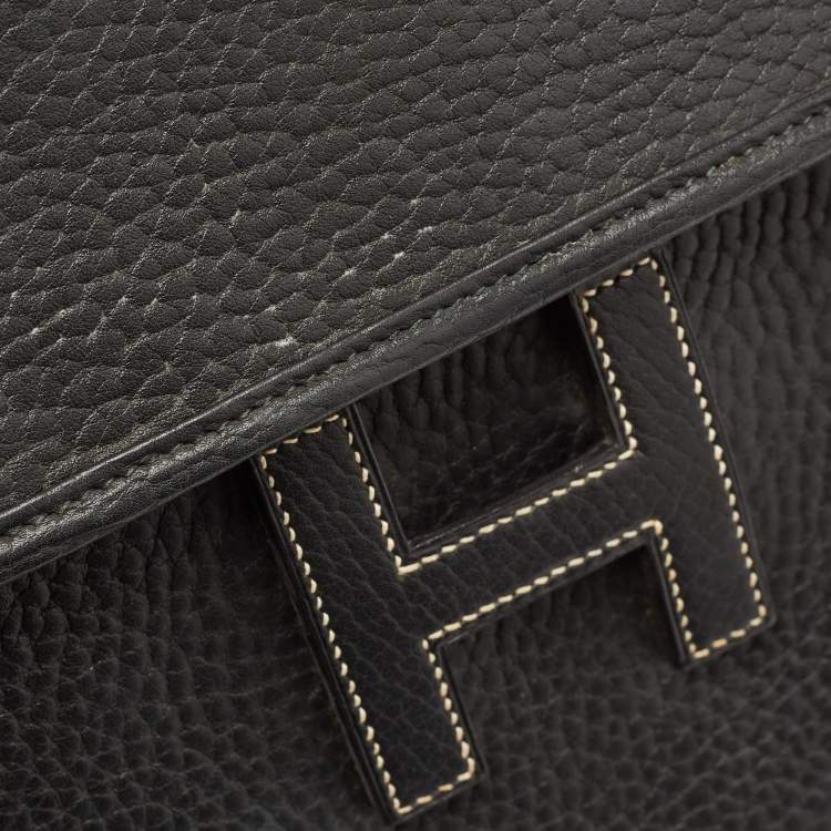 Pre Owned Hermes Black Fjord Leather Elan Jige 29 Clutch