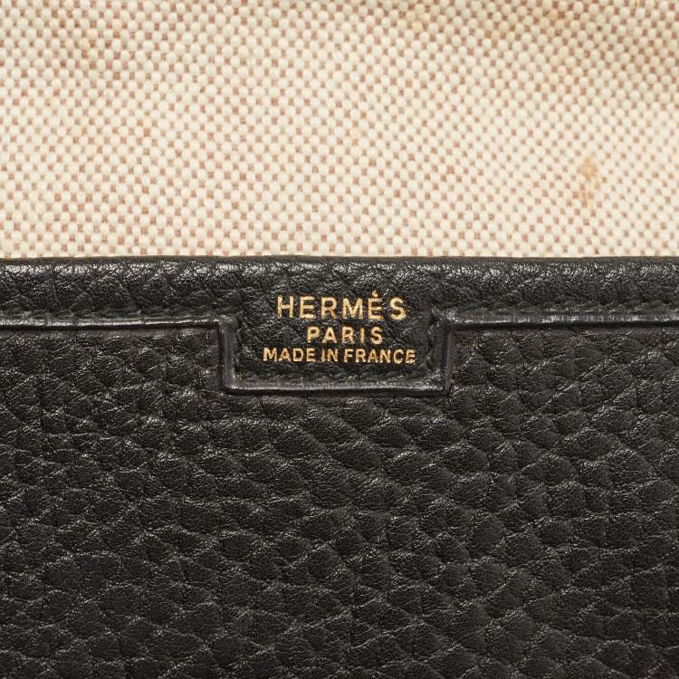 Pre Owned Hermes Black Fjord Leather Elan Jige 29 Clutch