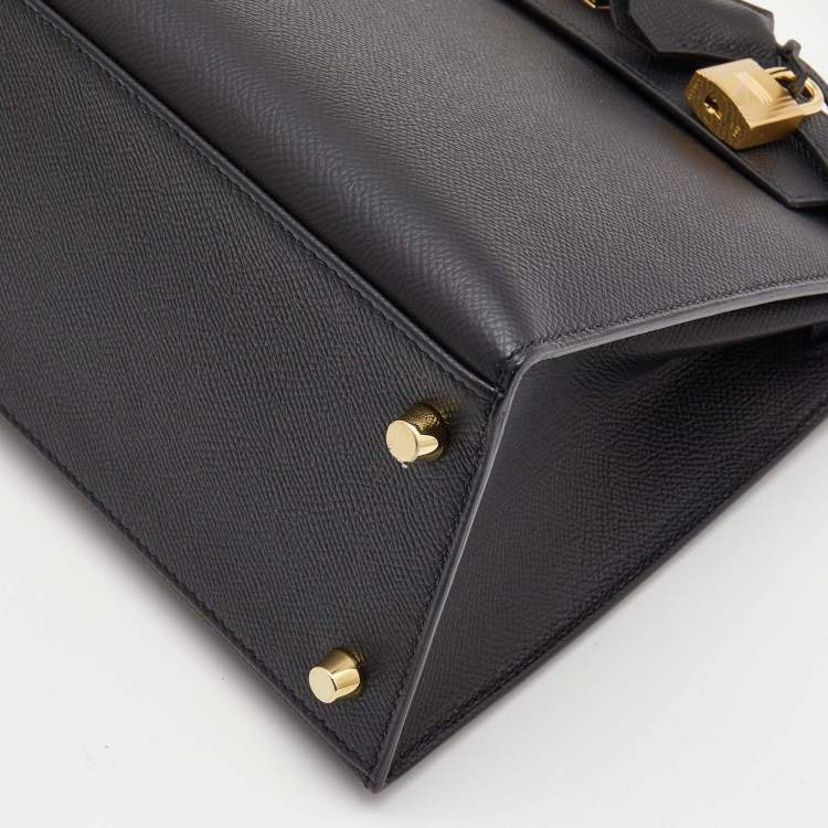 Pre Owned Hermès  Black Epsom Leather Gold Finish Kelly Sellier 28 Bag