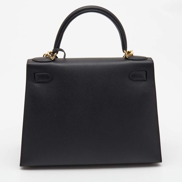 Pre Owned Hermès  Black Epsom Leather Gold Finish Kelly Sellier 28 Bag
