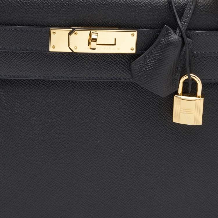 Pre Owned Hermès  Black Epsom Leather Gold Finish Kelly Sellier 28 Bag