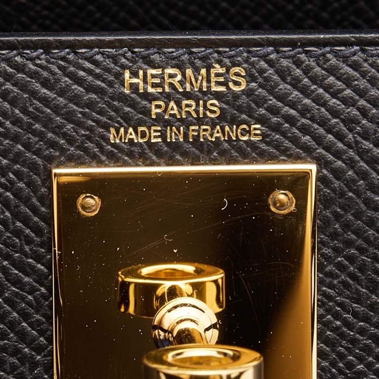 Pre Owned Hermès  Black Epsom Leather Gold Finish Kelly Sellier 28 Bag
