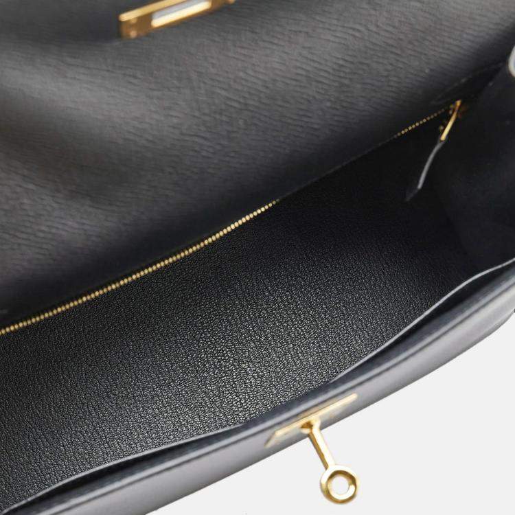 Pre Owned Hermès  Black Epsom Leather Gold Finish Kelly Sellier 28 Bag