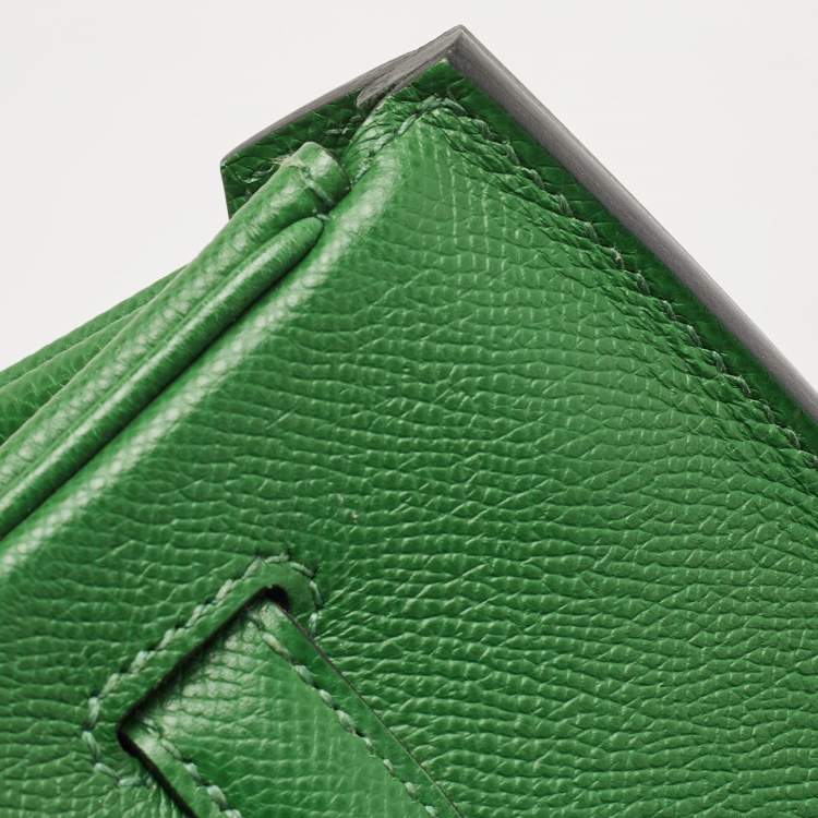 Pre Owned Hermes Vert Bengal Epsom Leather Gold Finish Birkin 35 Bag