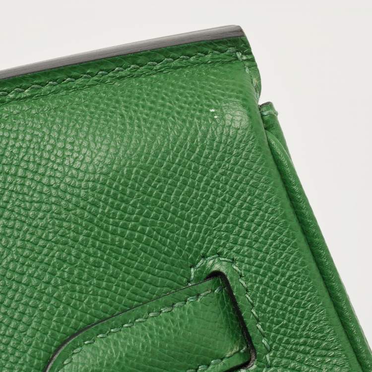 Pre Owned Hermes Vert Bengal Epsom Leather Gold Finish Birkin 35 Bag