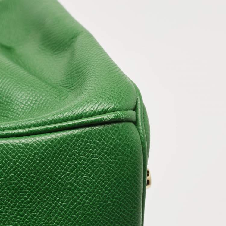 Pre Owned Hermes Vert Bengal Epsom Leather Gold Finish Birkin 35 Bag