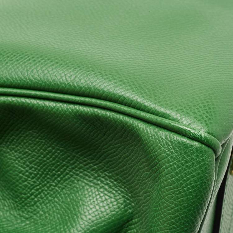 Pre Owned Hermes Vert Bengal Epsom Leather Gold Finish Birkin 35 Bag