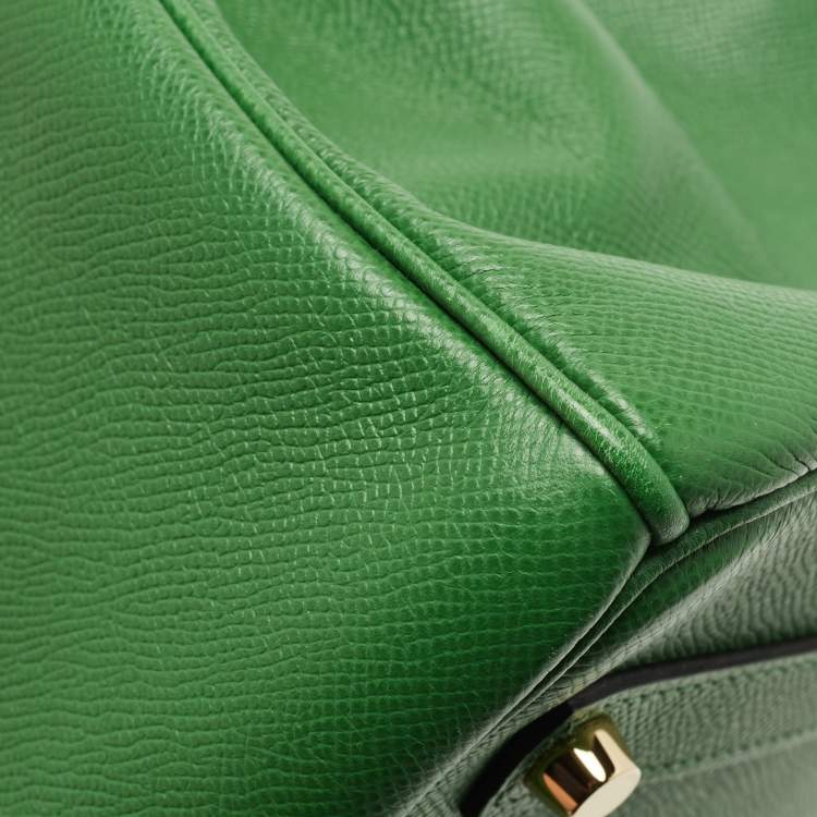 Pre Owned Hermes Vert Bengal Epsom Leather Gold Finish Birkin 35 Bag