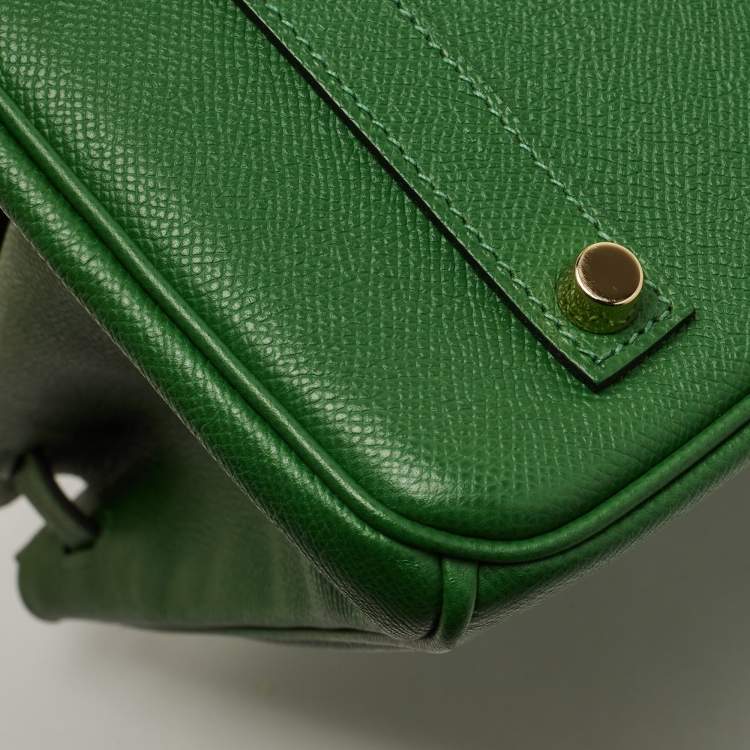 Pre Owned Hermes Vert Bengal Epsom Leather Gold Finish Birkin 35 Bag