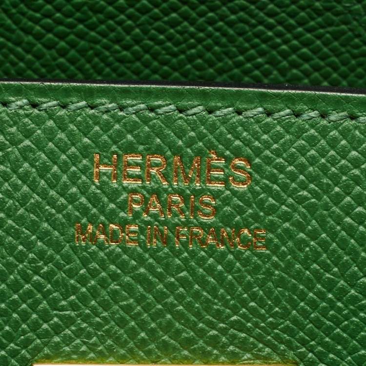 Pre Owned Hermes Vert Bengal Epsom Leather Gold Finish Birkin 35 Bag