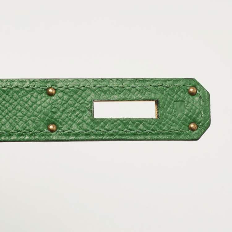 Pre Owned Hermes Vert Bengal Epsom Leather Gold Finish Birkin 35 Bag