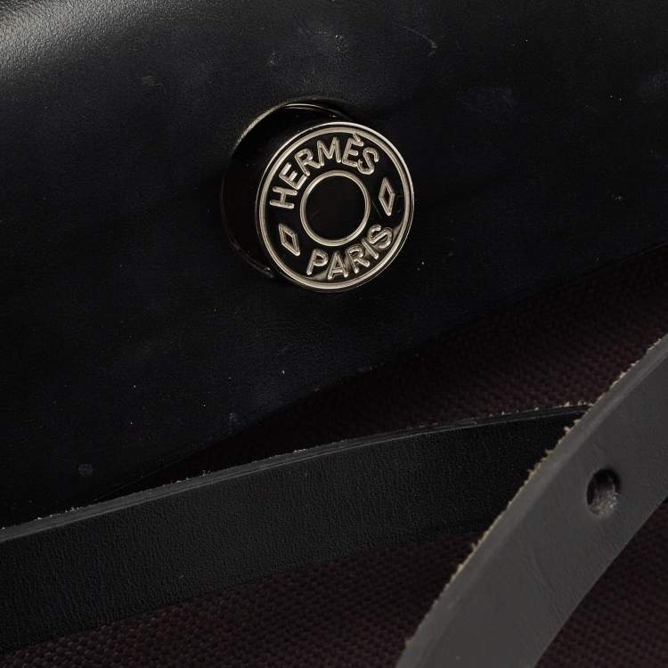 Pre Owned Hermes Prunoir/Black Vache Hunter and Canvas Herbag Zip 31 Bag