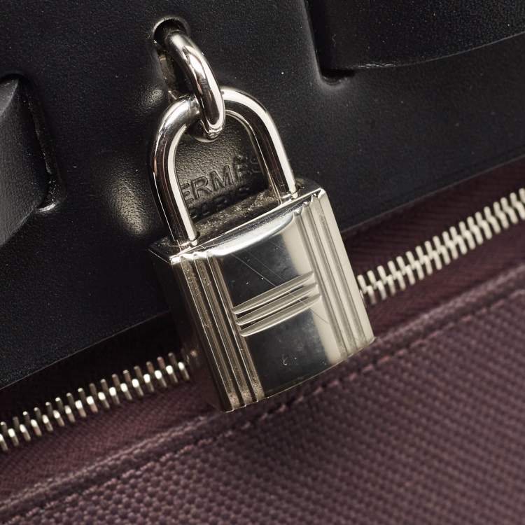 Pre Owned Hermes Prunoir/Black Vache Hunter and Canvas Herbag Zip 31 Bag