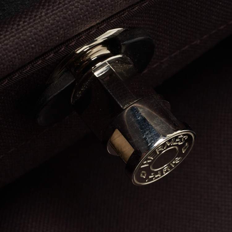 Pre Owned Hermes Prunoir/Black Vache Hunter and Canvas Herbag Zip 31 Bag