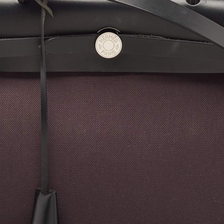 Pre Owned Hermes Prunoir/Black Vache Hunter and Canvas Herbag Zip 31 Bag