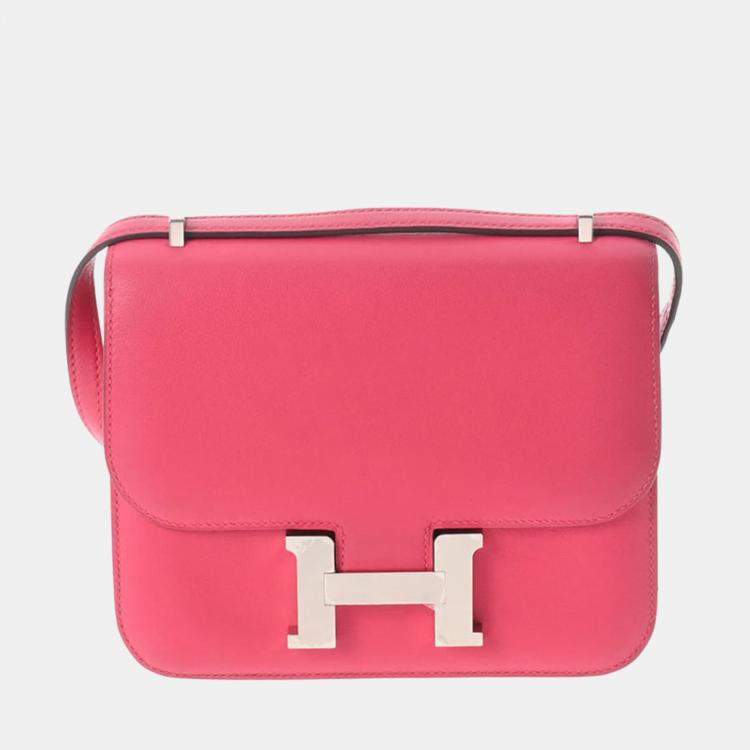 Hermes Constance 18 Rose Extreme Palladium Metal Fittings C Engraved  (around 2018) Women's Vaux Swift Shoulder Bag Hermes