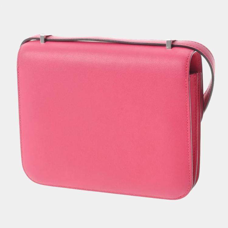 Hermes Constance 18 Rose Extreme Palladium Metal Fittings C Engraved  (around 2018) Women's Vaux Swift Shoulder Bag Hermes