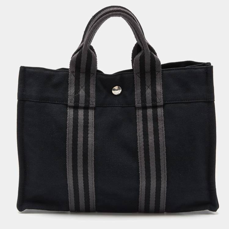 مملوكة مسبقًا Hermes Black/Grey Canvas Fourre Tout PM Bag