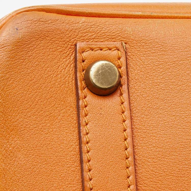Pre Owned Hermes Orange Veau Gulliver Leather Gold Finish Birkin 30 Bag