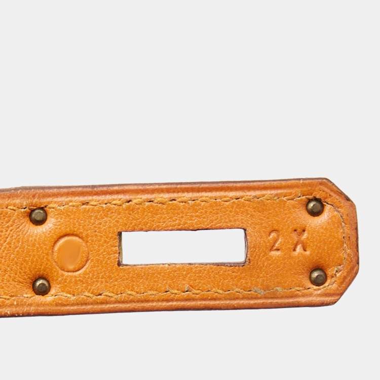 Pre Owned Hermes Orange Veau Gulliver Leather Gold Finish Birkin 30 Bag