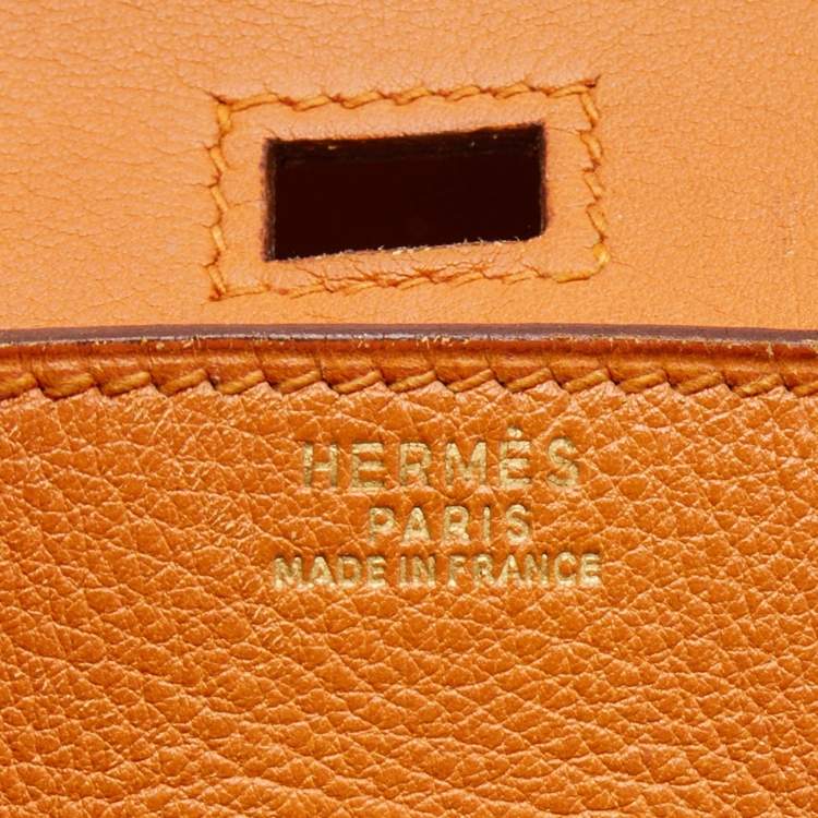 Pre Owned Hermes Orange Veau Gulliver Leather Gold Finish Birkin 30 Bag