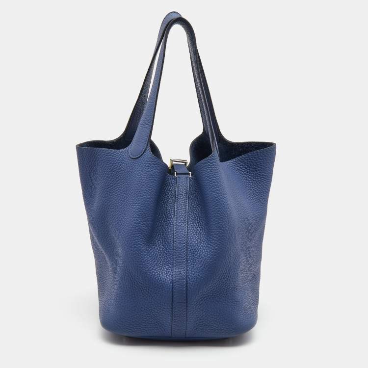 Pre Owned Hermes Agate Taurillon Clemence Leather Picotin Lock 22 Bag