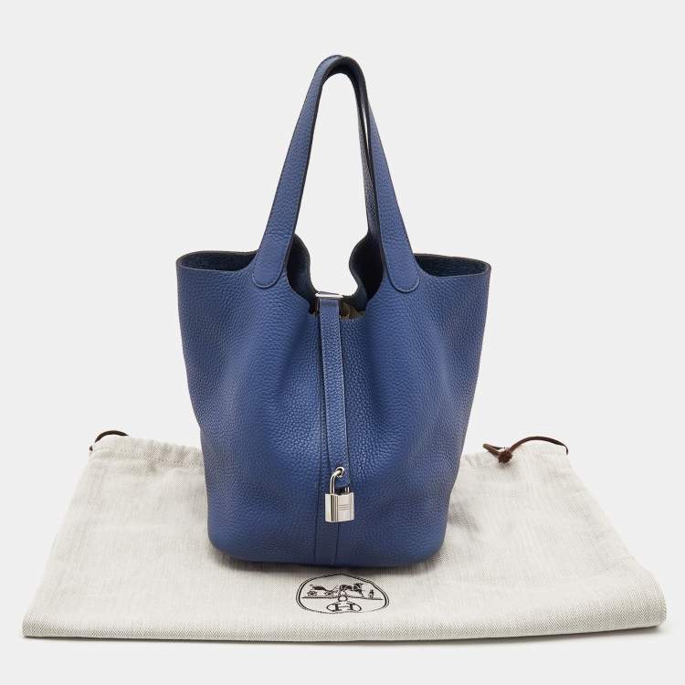 Pre Owned Hermes Agate Taurillon Clemence Leather Picotin Lock 22 Bag