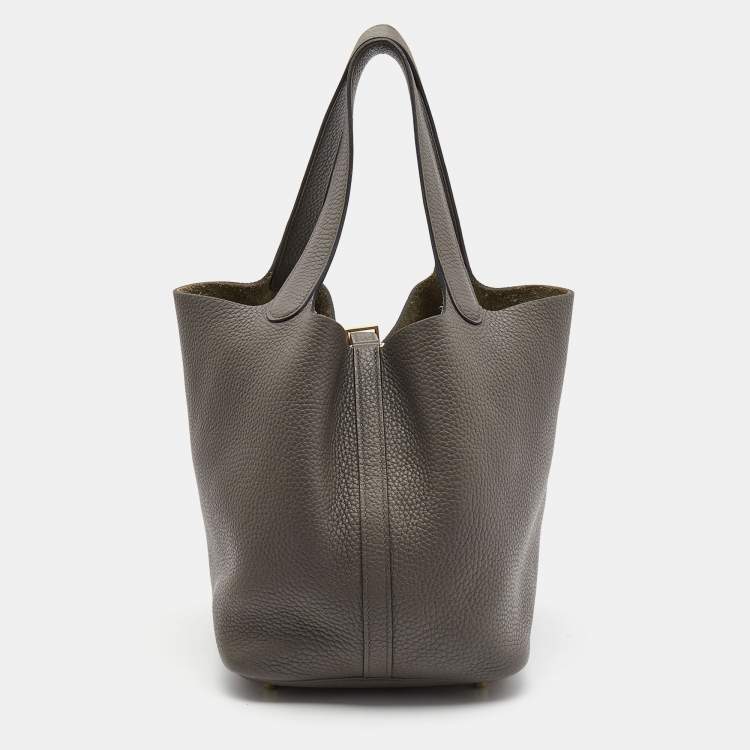 Pre Owned Hermes Etoupe Taurillon Clemence Leather Picotin Lock 22 Bag