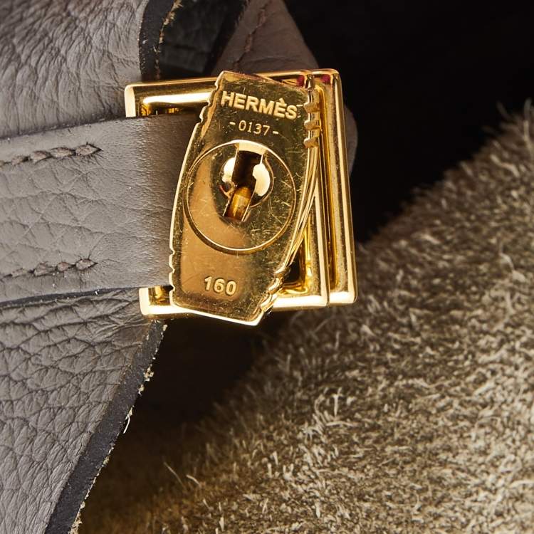 Pre Owned Hermes Etoupe Taurillon Clemence Leather Picotin Lock 22 Bag