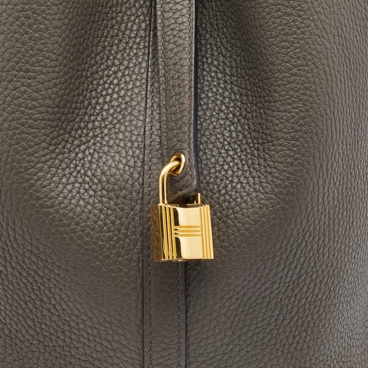 Pre Owned Hermes Etoupe Taurillon Clemence Leather Picotin Lock 22 Bag