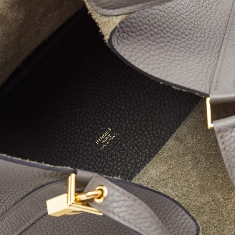 Pre Owned Hermes Etoupe Taurillon Clemence Leather Picotin Lock 22 Bag