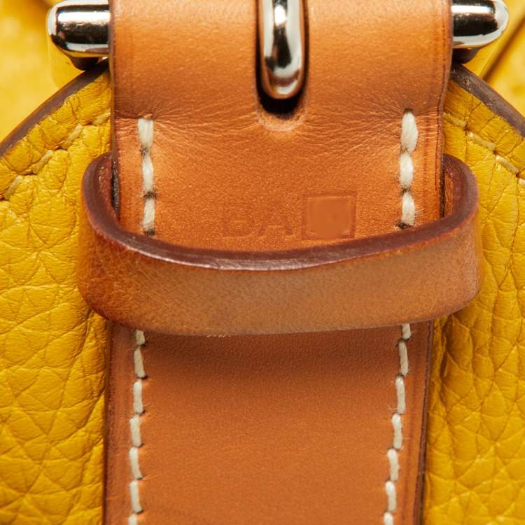 Pre Owned Hermes Soleil Taurillon Clemence Leather Palladium Finish Marwari GM Bag