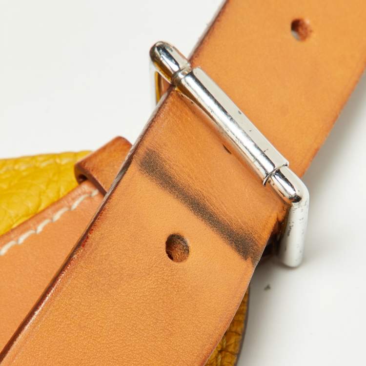 Pre Owned Hermes Soleil Taurillon Clemence Leather Palladium Finish Marwari GM Bag