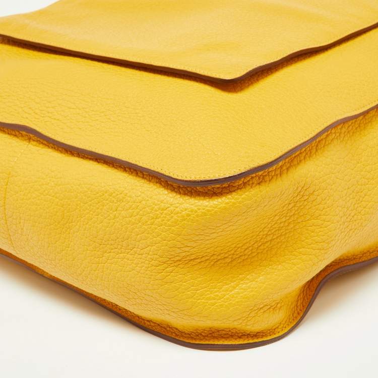 Pre Owned Hermes Soleil Taurillon Clemence Leather Palladium Finish Marwari GM Bag