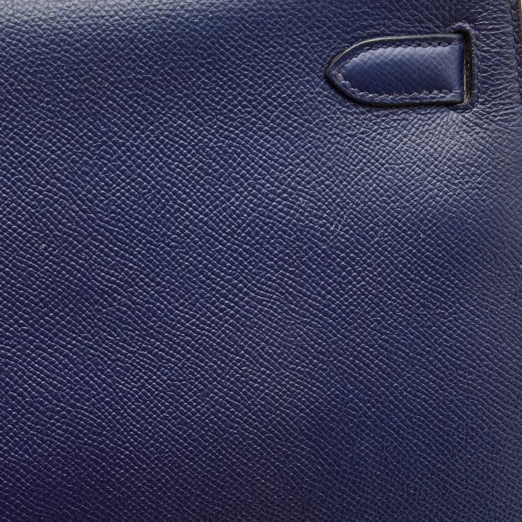 Pre Owned Hermes Bleu Saphir Epsom Leather Gold Finish Kelly Sellier 28 Bag