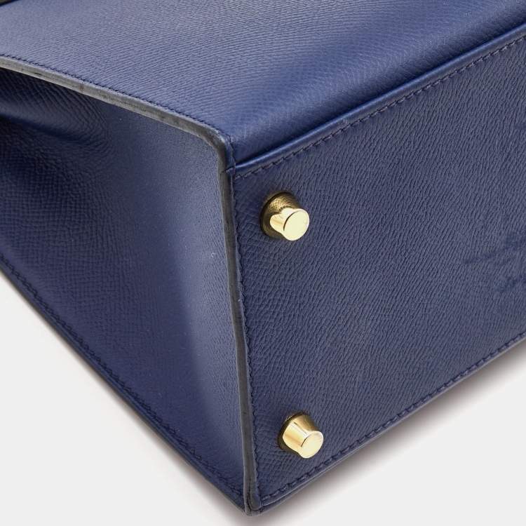 Pre Owned Hermes Bleu Saphir Epsom Leather Gold Finish Kelly Sellier 28 Bag