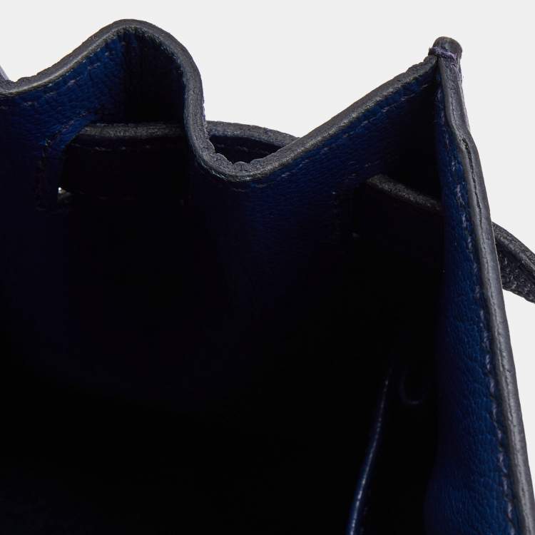 Pre Owned Hermes Bleu Saphir Epsom Leather Gold Finish Kelly Sellier 28 Bag