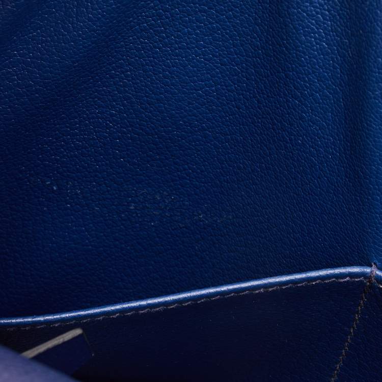 Pre Owned Hermes Bleu Saphir Epsom Leather Gold Finish Kelly Sellier 28 Bag