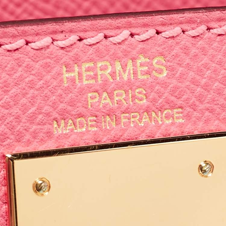 Pre Owned Hermès Rose Lipstick Epsom Leather Gold Finish Kelly Sellier 28 Bag