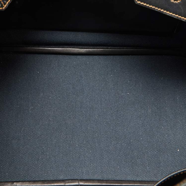 مملوكة مسبقًا Hermes Black Denim Fonce Toile/Evercalf Leather Palladium Finish Birkin 35 Ghillies Bag