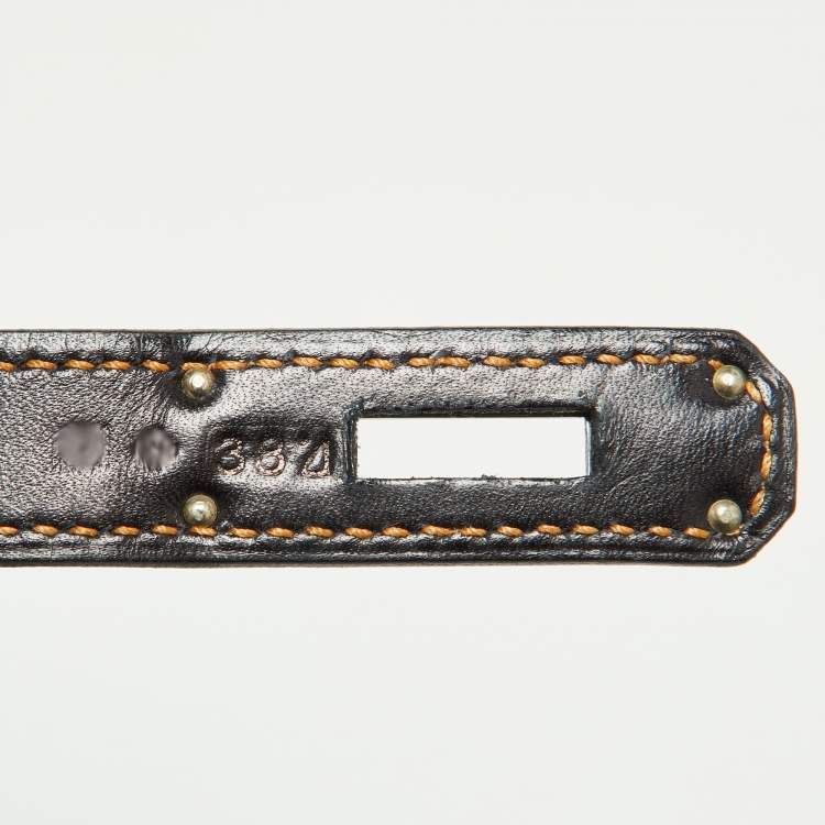 مملوكة مسبقًا Hermes Black Denim Fonce Toile/Evercalf Leather Palladium Finish Birkin 35 Ghillies Bag