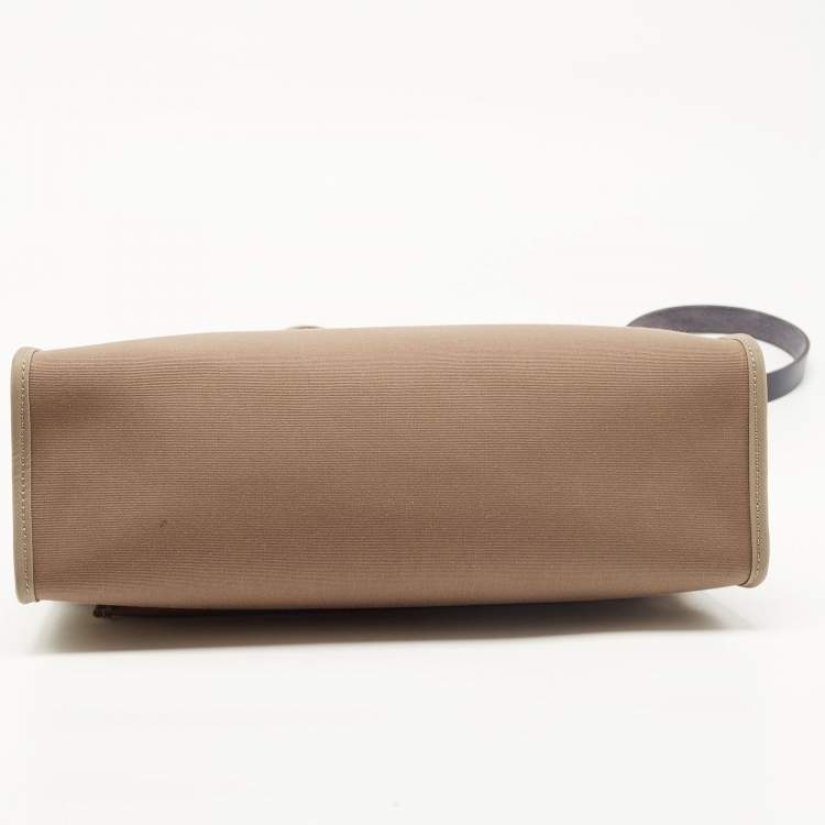 Pre Owned Hermes Vache Hunter/Toile Bleu Indigo/Etoupe Canvas and Leather Herbag Zip 31 Bag