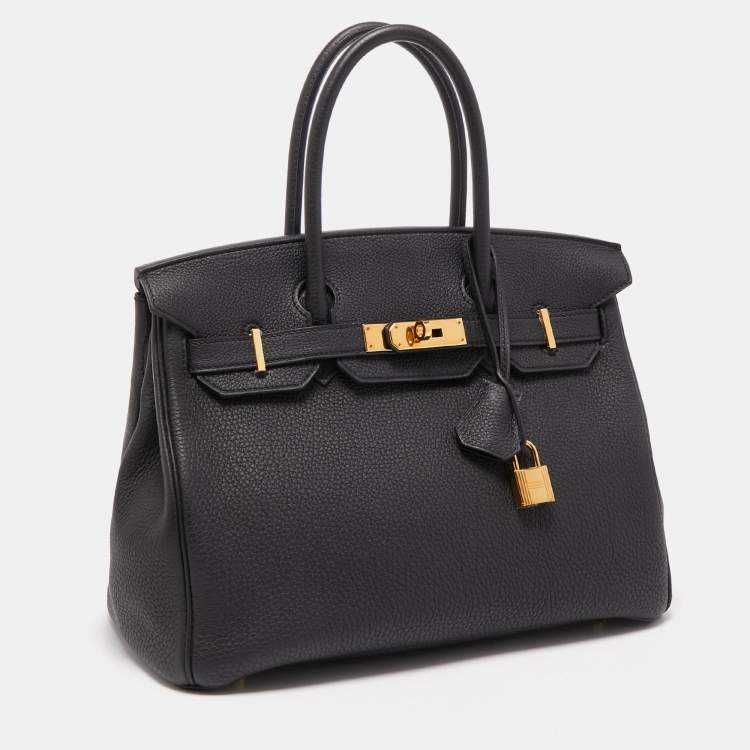 Pre Owned Hermès Black Togo Leather Gold Finish Birkin 30 Bag