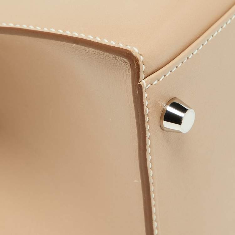 Pre Owned Hermes Argile Tadelakt Leather Guilloche Kelly Sellier 32 Bag