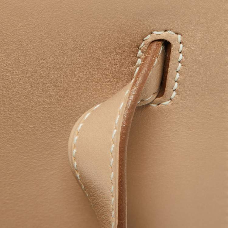 Pre Owned Hermes Argile Tadelakt Leather Guilloche Kelly Sellier 32 Bag
