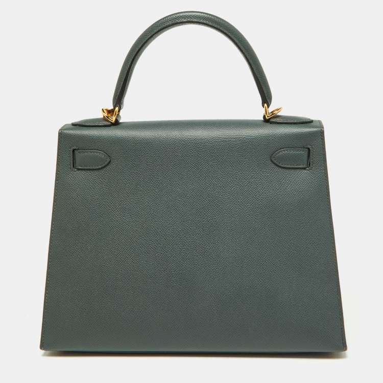 Pre Owned Hermès Vert Amande Epsom Leather Gold Finish Kelly Sellier 28 Bag