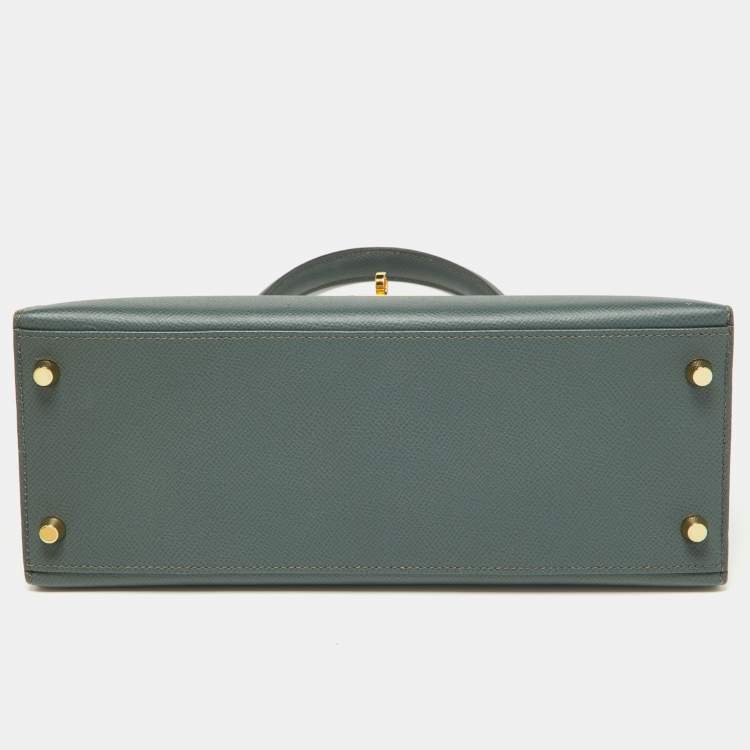 Pre Owned Hermès Vert Amande Epsom Leather Gold Finish Kelly Sellier 28 Bag